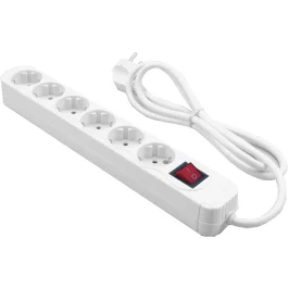 Extensão 6 Tomadas MediaRange Branca com Interruptor - Cabo 1,4 metros