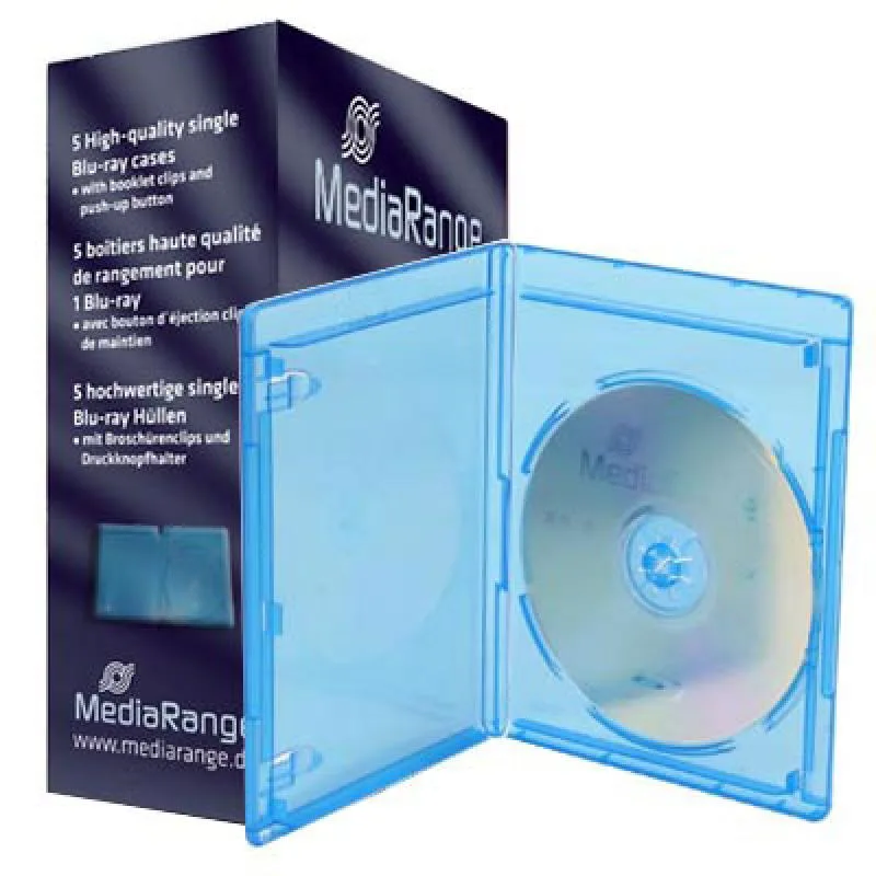 Caixa BluRay CD/DVD Azul 11mm Mediarange - Pack 5