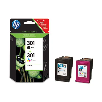 MultiPack 2 Tinteiros HP 301 Preto / Tri-color Originais (N9J72AE)