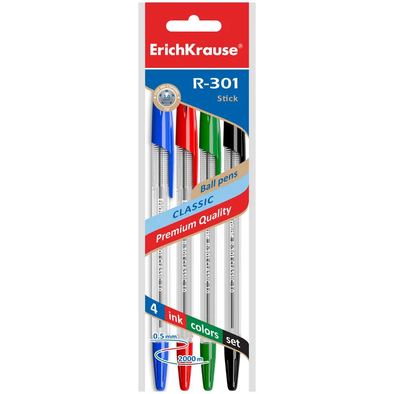 Esferográfica Erichkrause R-301 - Pack 4 cores