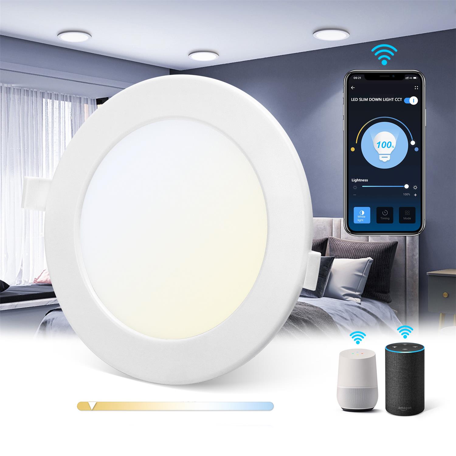Downlight LED Inteligente Wifi 6W CCT 115mm Aigostar App