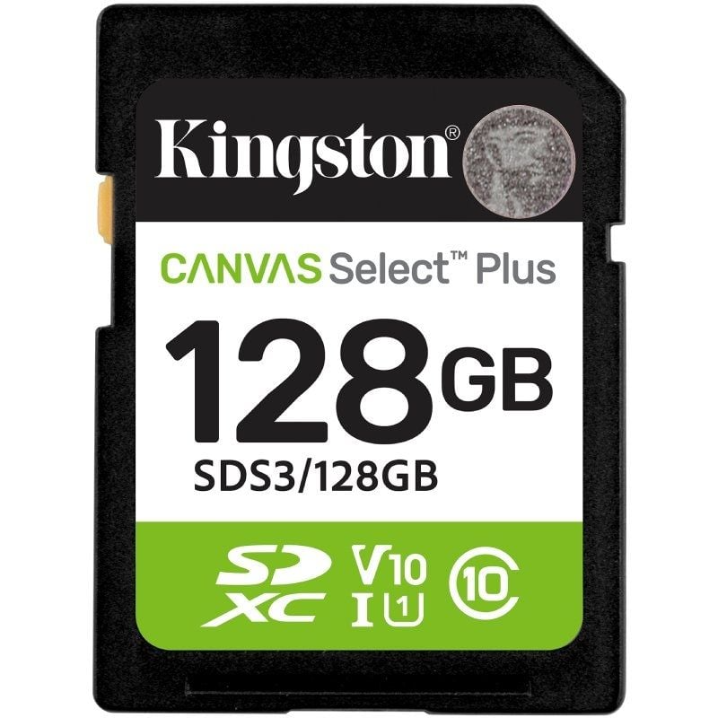 Cartão Memória Kingston Canvas Select Plus C10 U3 V30 UHS-I SDXC 128GB