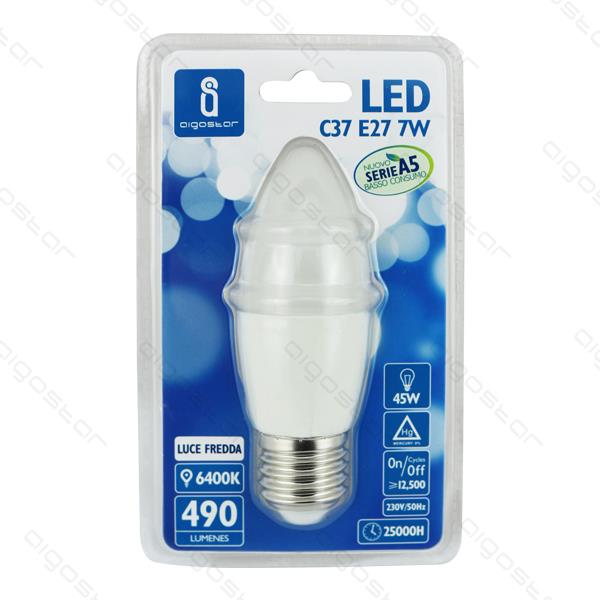 Lâmpada LED E14 3W 3000K Luz Quente 225 Lúmens A5 C37 Aigostar