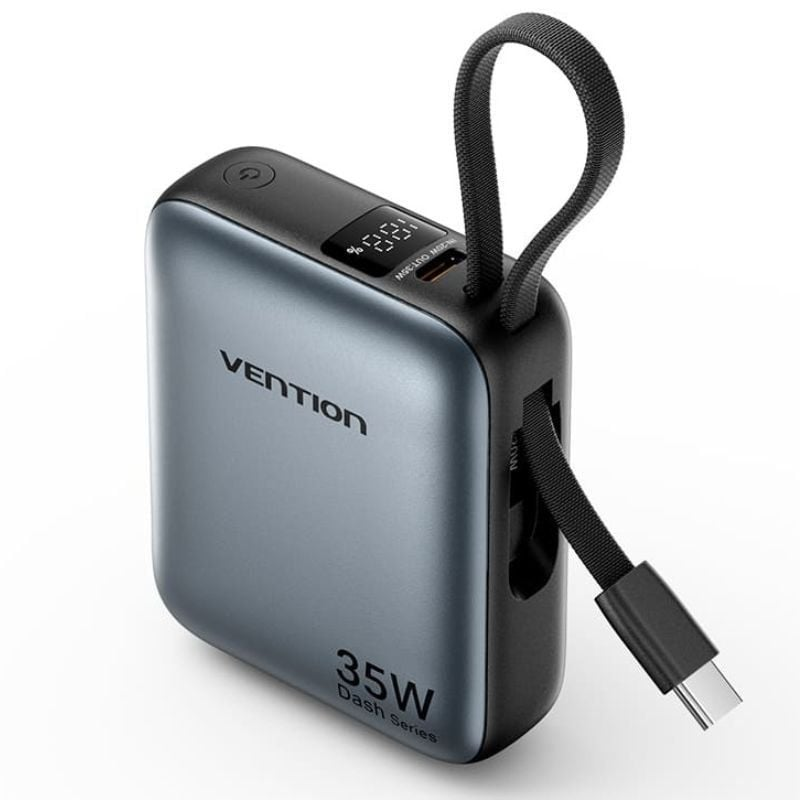 Mini Powerbank 10000mAh Vention 35W com Cabo USB Type-C