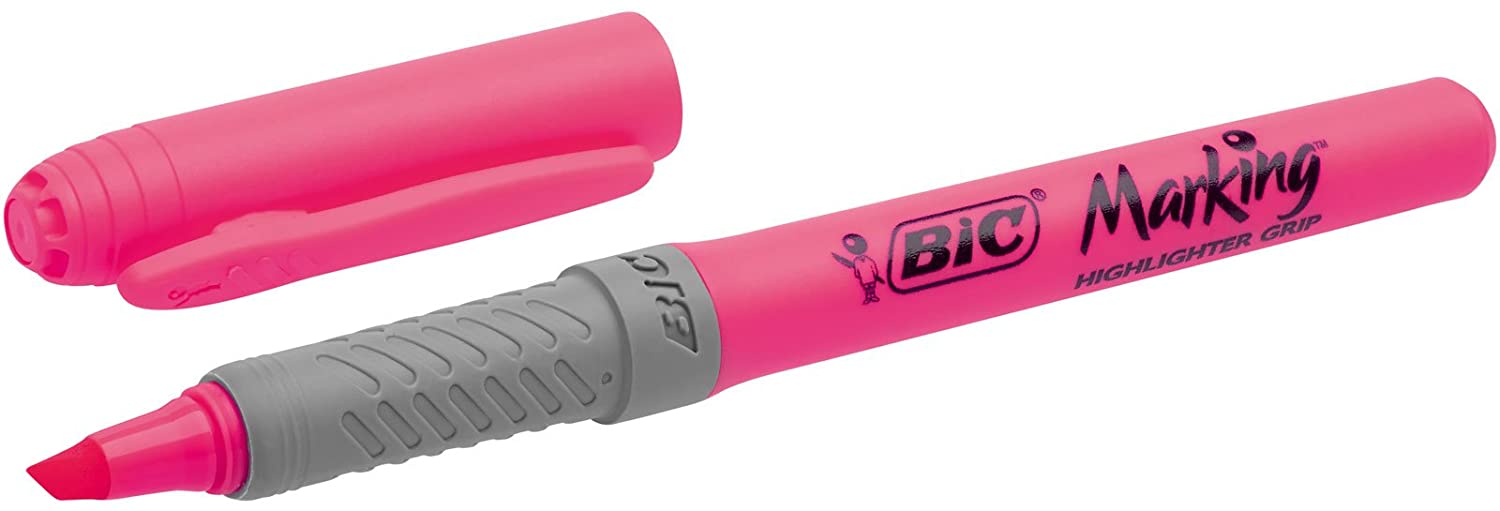 Marcador Fluorescente BIC Highlighter Grip 1.60 e 3.30mm Rosa