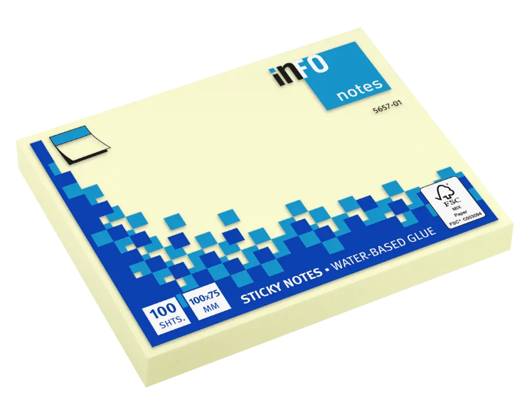 Bloco de Notas Adesivo Amarelo Info Notes 75x100 (100 folhas)