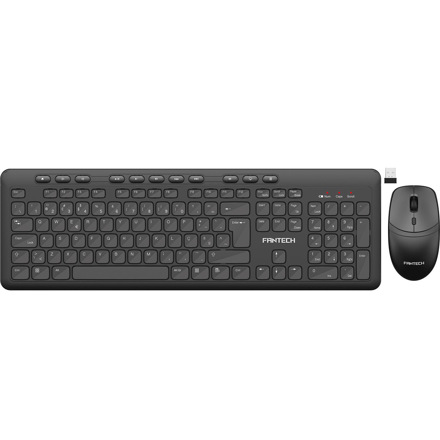 Combo s/ Fios Teclado + Rato Fantech Confort KW806 Preto