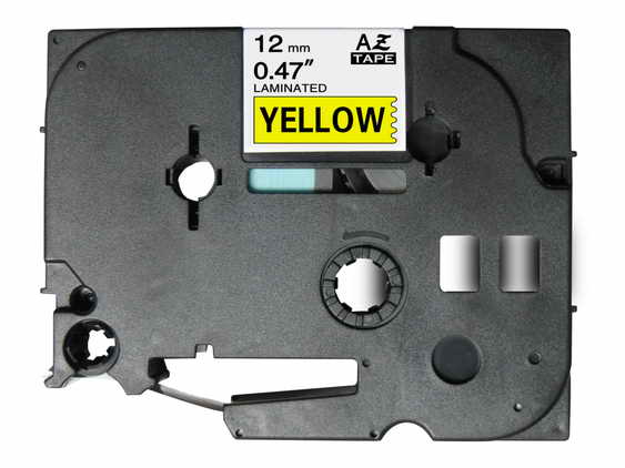 Fita Laminada Compatível Brother TZE-631 - 12mm x 8 metros Preto/Amarelo