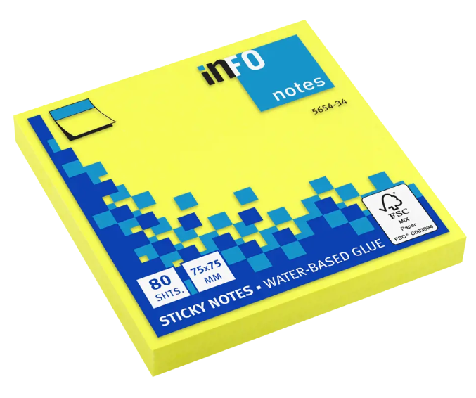 Bloco de Notas Adesivo Amarelo Brilhante 4Office - 75x75