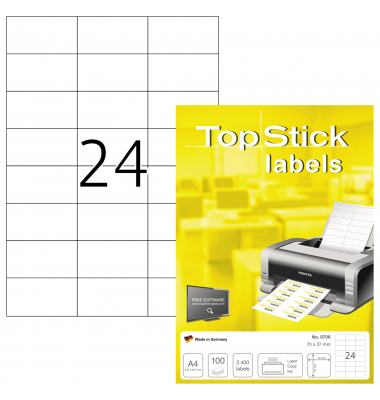 Etiquetas autocolantes Top Stick 70x37 - 100 Folhas