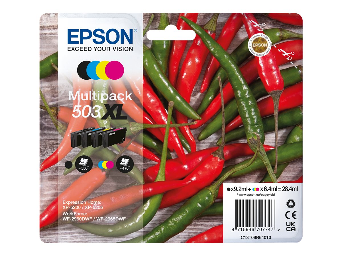 Multipack 4 Tinteiros Epson 503 XL Originais (C13T09R64010)