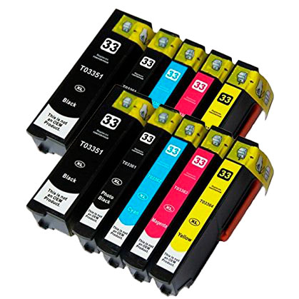Conjunto 10 Tinteiros Epson 33 XL Compatíveis