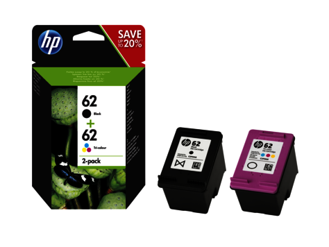 MultiPack 2 Tinteiros HP 62 Preto/Tri-color Originais N9J71AE